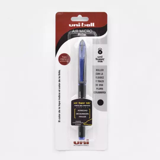 Bolígrafo antifraude ultra fino Uni Ball Air Micro 0.5 mm color azul blíster