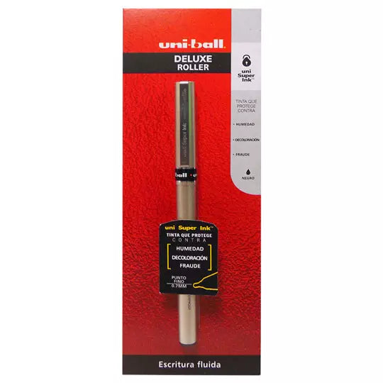 Bolígrafo antifraude fino Uni Ball Delux e 0.7 mm color negro blíster