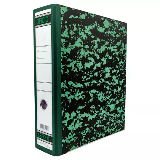 Registrador clásico Lefort oficio color verde marmoleado