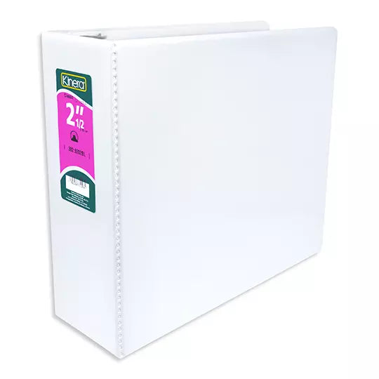 Carpeta panorámica cristal Kinera carta herraje 2.5 pulgadas "O" color blanco