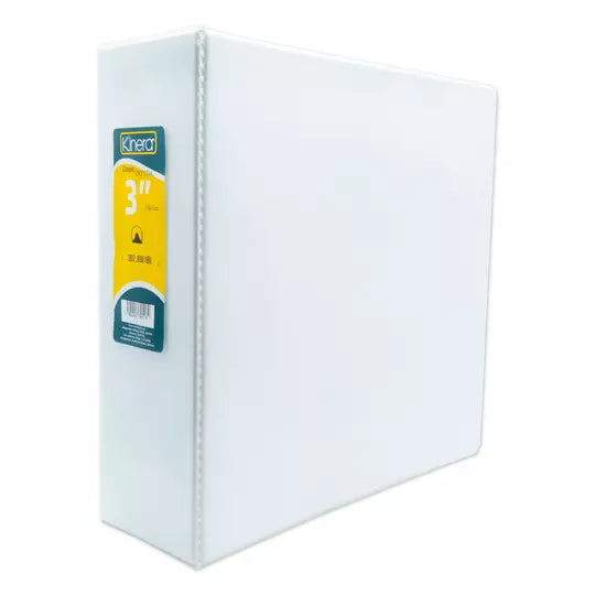 Carpeta panorámica con cristal Kinera ca rta herraje 3 pulgadas "O" color blanco