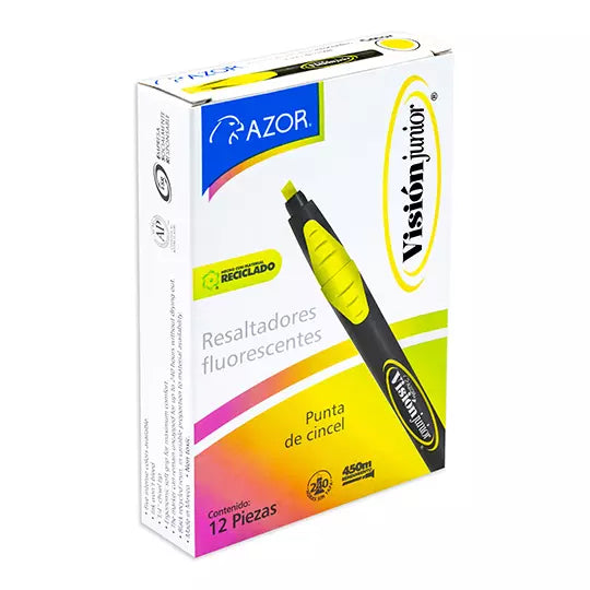 Resaltador de texto Vision Junior punta cincel 4 mm amarillo caja con 12 pzas