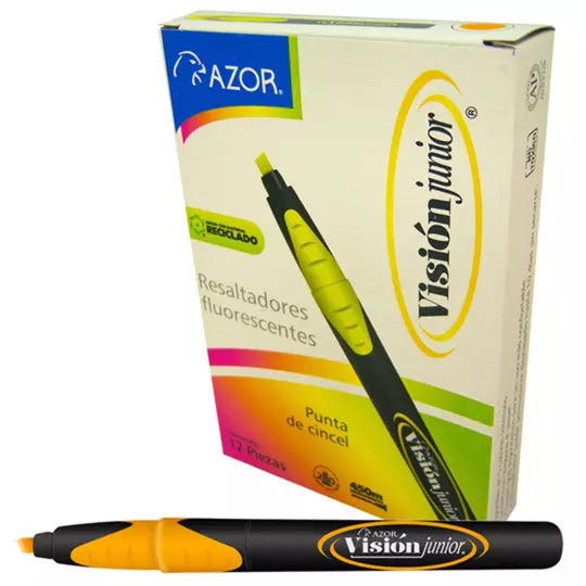 Resaltador de texto Vision Junior punta cincel 4 mm naranja caja con 12 pzas