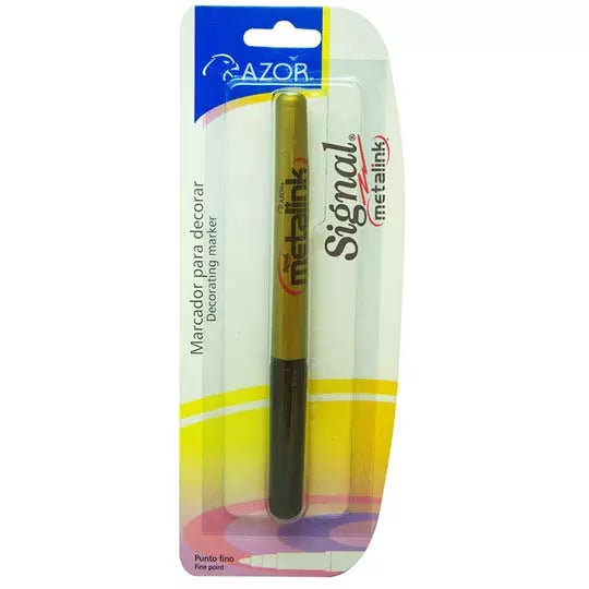 Marcador permanente fino Signal Metalink punta bala 1.3 mm color dorado blíster