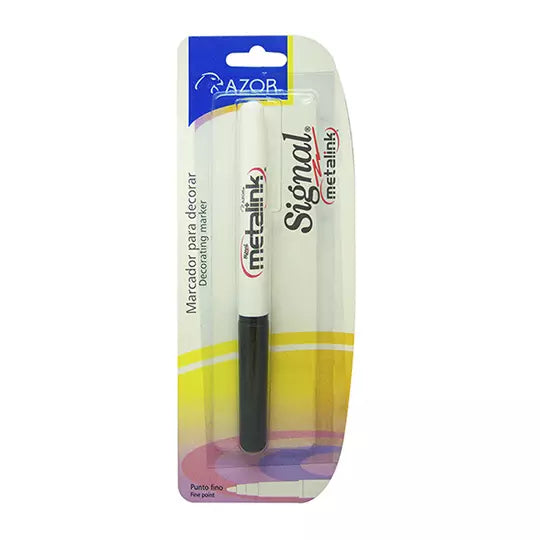 Marcador permanente fino Signal Metalink punta bala 1.3 mm color blanco blíster