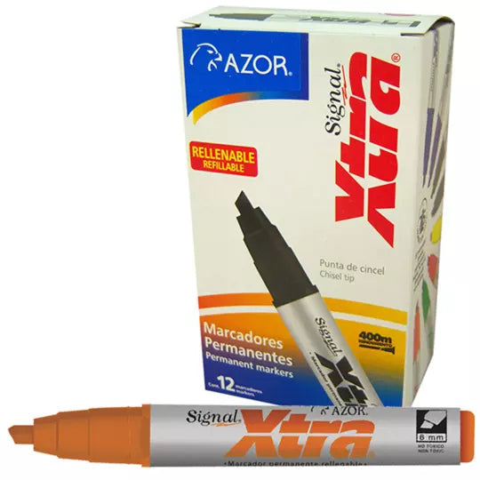Marcador permanente Signal Xtra punta ci ncel 6 mm naranja caja con 12 pzas
