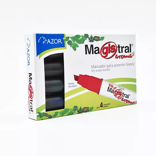 Marcador Magistral Aroma punta cincel 6 mm colores surtidos empaque con 4 pzas