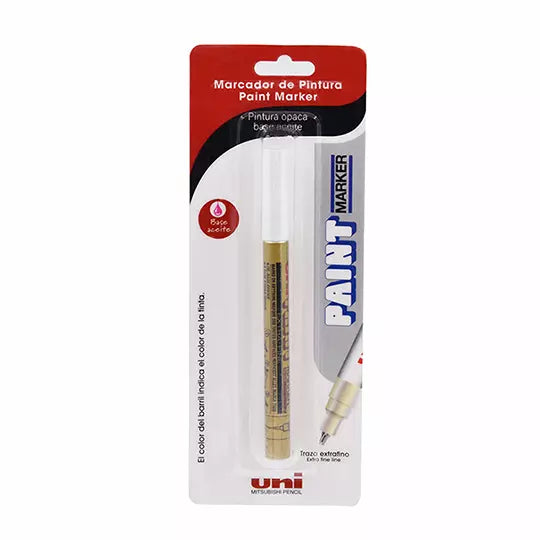 Marcador permanente UniPaint punto extra fino 1 mm color oro blíster