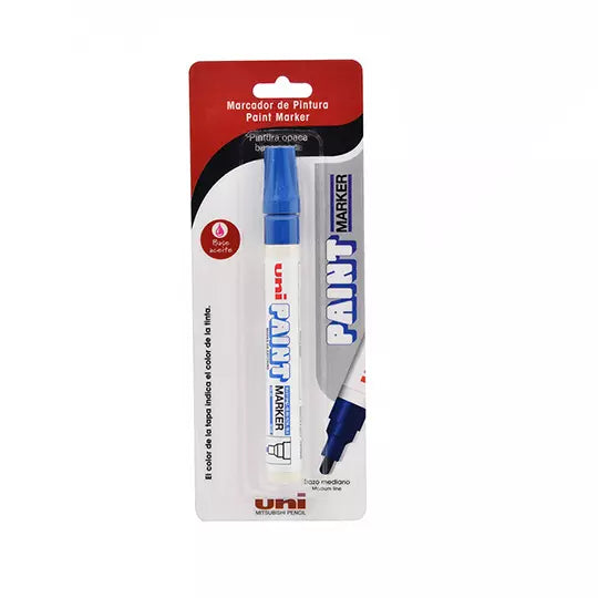 Marcador permanente UniPaint punta bala color azul blíster