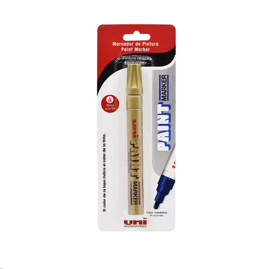 Marcador permanente UniPaint punta bala color oro blíster