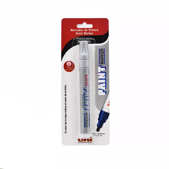 Marcador permanente UniPaint punta bala color plata blíster