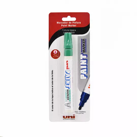 Marcador permanente UniPaint punta bala color verde blíster