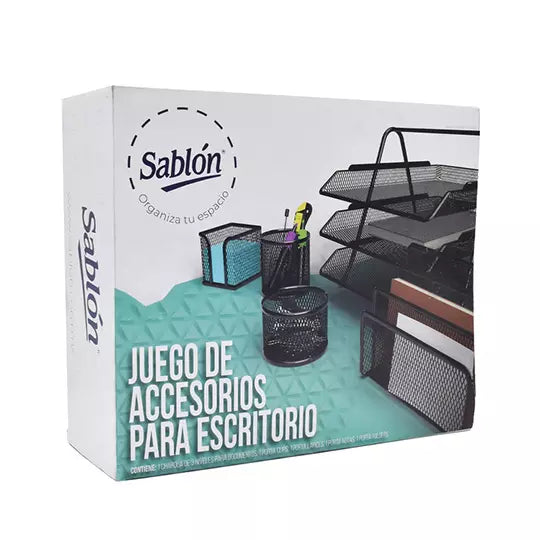Juego de escritorio Sablón malla metálic a color negro