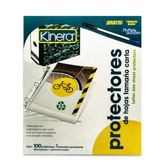 Protector de hojas traslucidos Kinera 36 0 tamaño carta caja con 100 pzas