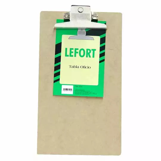 Tabla fibracel Lefort con clip metálicot amaño oficio