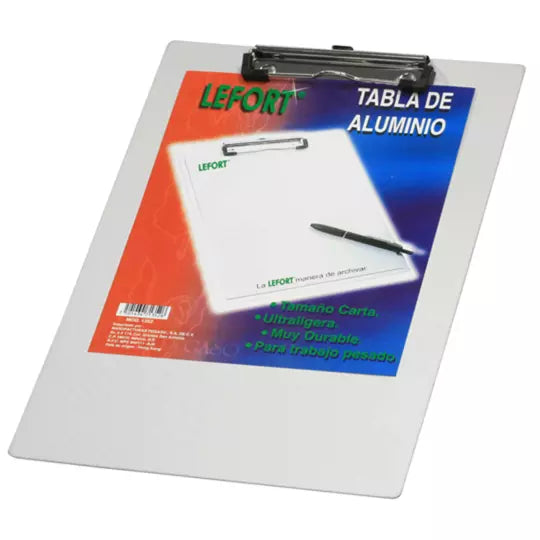 Tabla de aluminio Lefort con clip metáli co tamaño carta