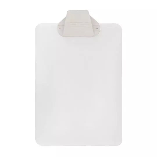 Tabla de plástico Sablón con broche plás tico tamaño carta color cristal