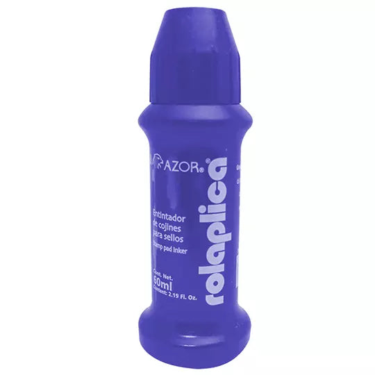 Tinta para sello Rolaplica Azor color az ul sistema Roll-On 60 ml