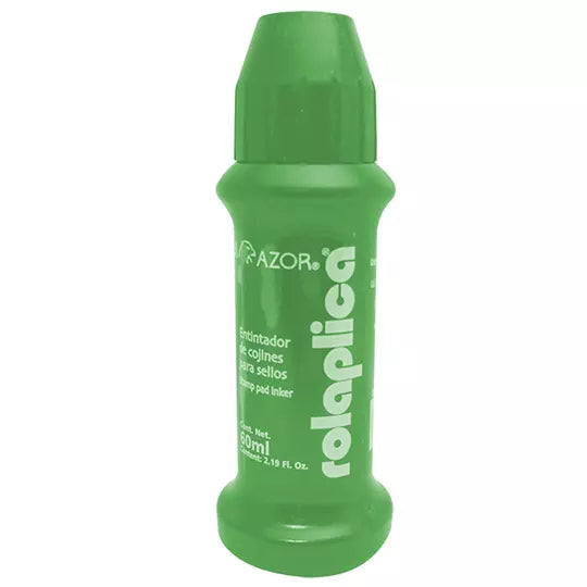 Tinta para sello Rolaplica Azor color ve rde sistema Roll-On 60 ml