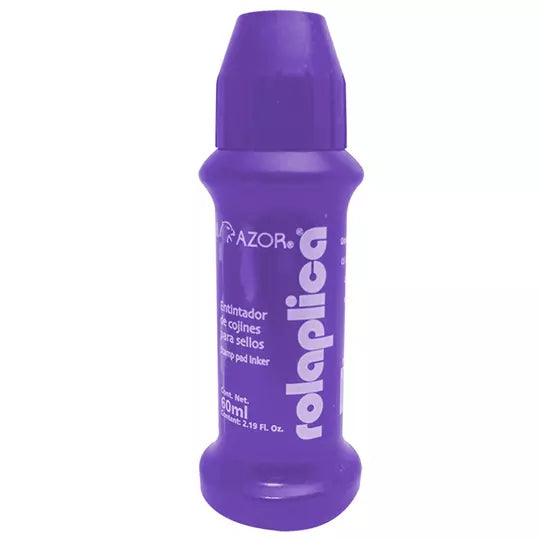 Tinta para sello Rolaplica Azor color vi oleta sistema Roll-On 60 ml