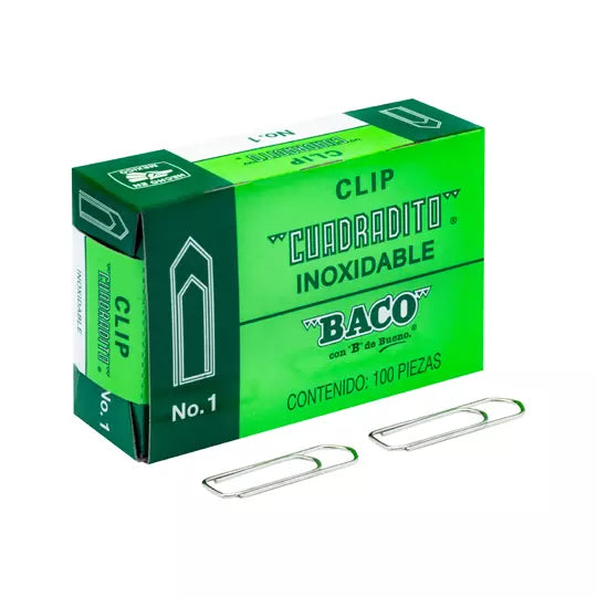 Clip BACO cuadrito No. 1 caja de 100 cli ps