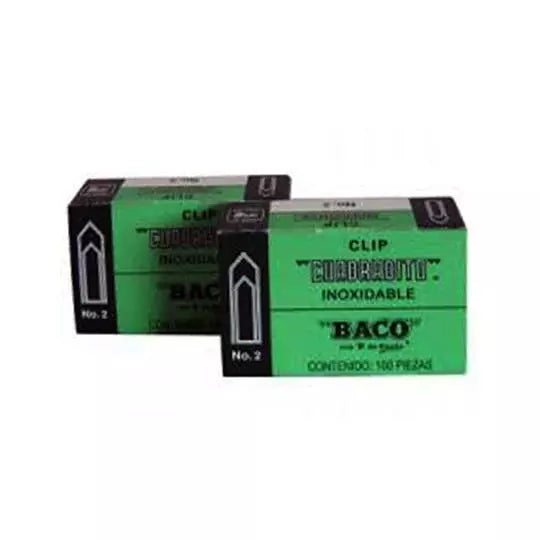 Clip BACO cuadrito No. 2 caja con 100 cl ips