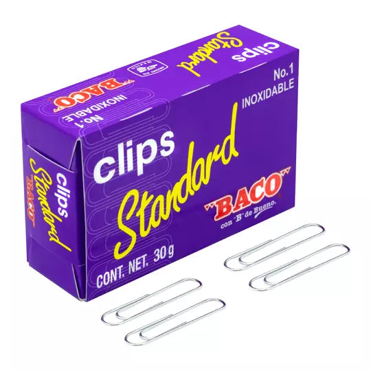 Clip BACO standard económico No. 1 caja con 30 gramos