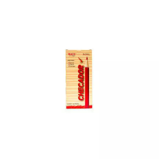 Lápiz checador BACO color rojo caja con 10 piezas