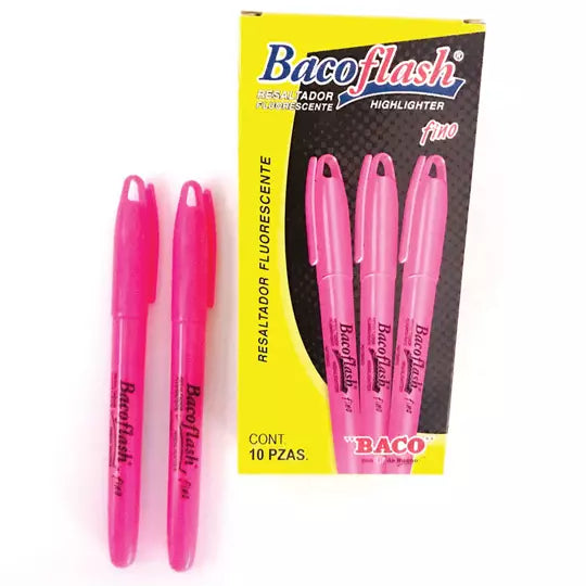 LM-Resaltador de texto BACOFLASH punto f ino color rosa caja con 10 piezas