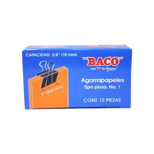Sujeta documentos BACO No. 1 25.4 mm caj a con 12 piezas