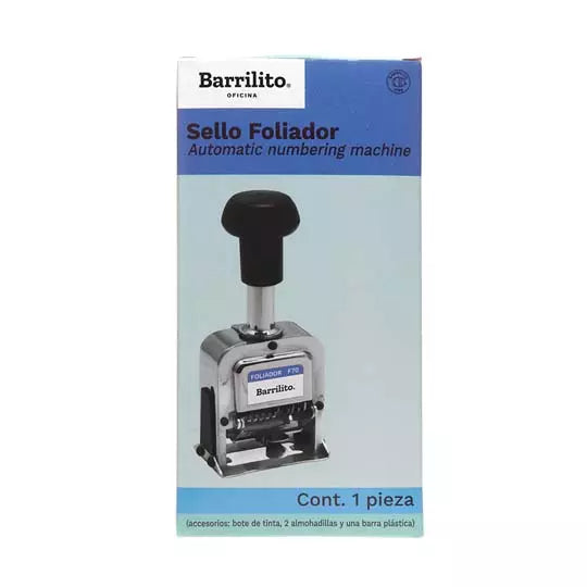 Sello foliador 6 dígitos Barrilito cuerp o metálico