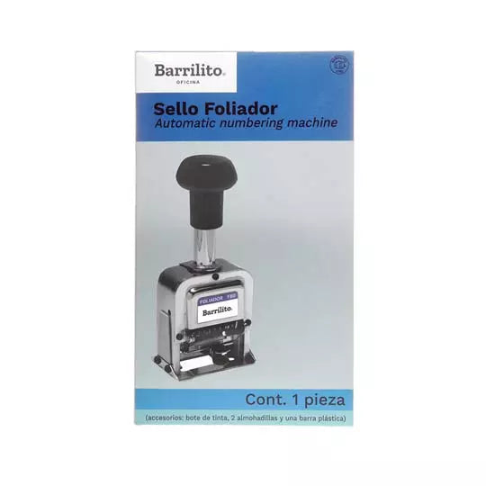Sello foliador 8 dígitos Barrilito cuerp o metálico