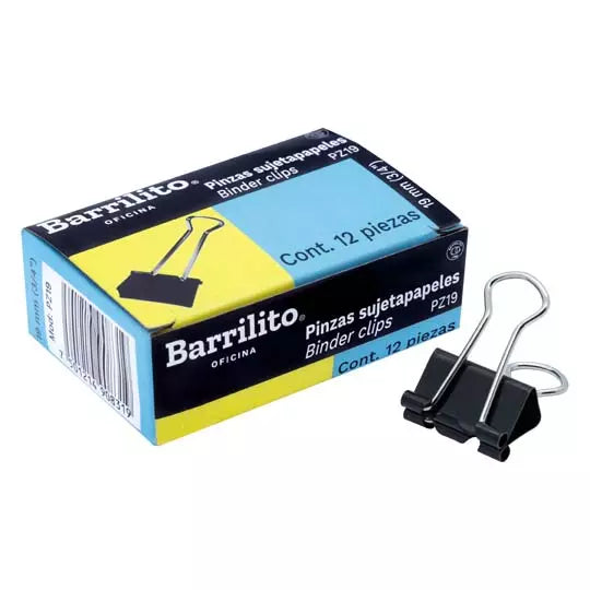 Sujetadocumentos 19 mm Barrilito capacid ad hasta 60 hojas