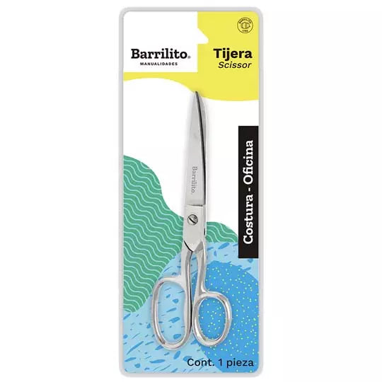 Tijera oficina/costura Barrilito 17.7 cm uso escolar, oficina y manualidades