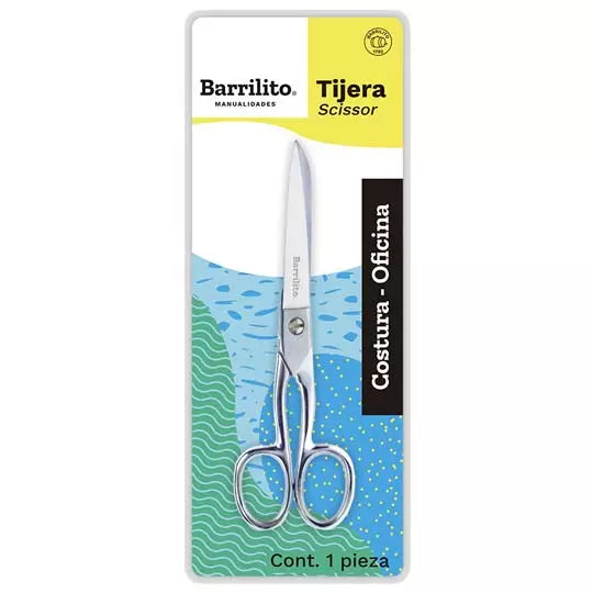 Tijera oficina/costura Barrilito 15.2 cm uso escolar, oficina y manualidades