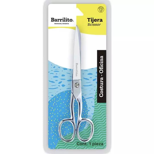 Tijera oficina/costura Barrilito 20.3 cm uso escolar, oficina y manualidades
