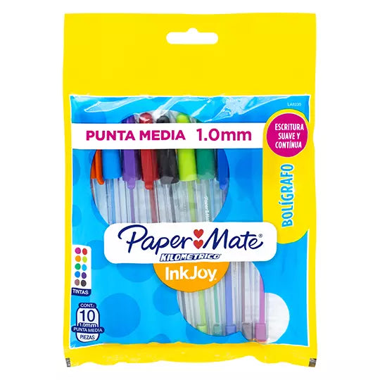 Boligrafo Paper Mate fashion punto media no bolsa con 10 piezas