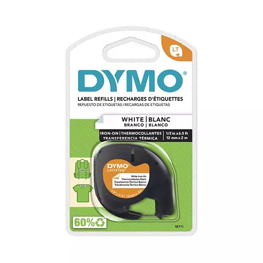 Cinta Dymo LetraTag negro sobre blanco 1 2x2mm 1 pieza