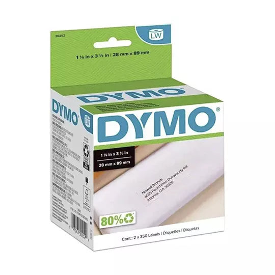 Etiqueta DYMO blanca de 89x28mm blíster con 2 rollos con 350 etiquetas