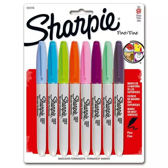 Marcador permamente Sharpie fino blíster con 8 piezas colores surtidos