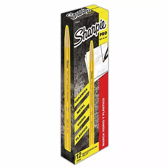Marcador de cera Sharpie color amarillo, caja con 12 piezas