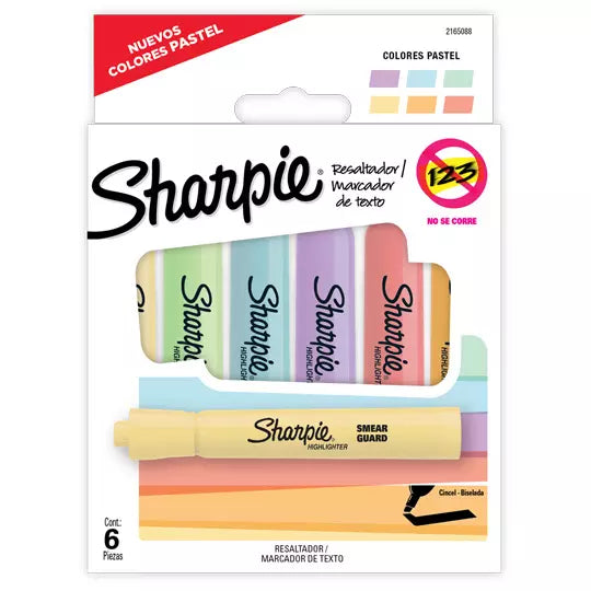 Resaltador Sharpie Tank caja con 6 pieza s colores pastel surtidos