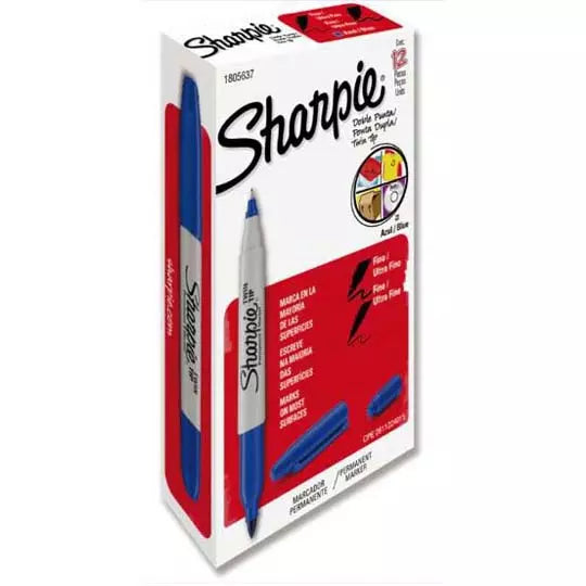 Marcador Sharpie doble punta azul caja c on 12 piezas