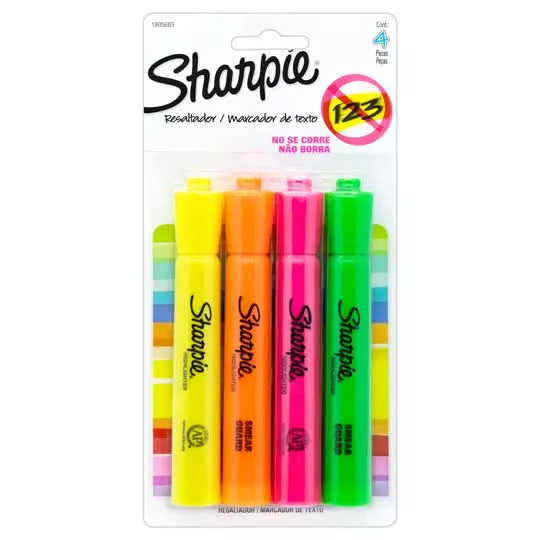 Resaltador Sharpie tank punta cincel 4 c olores fluorecentes