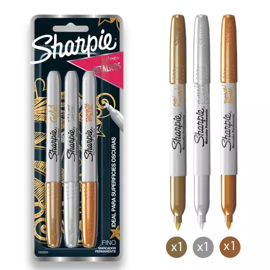 Marcador permanente Sharpie metalico tar jeta con 3 piezas