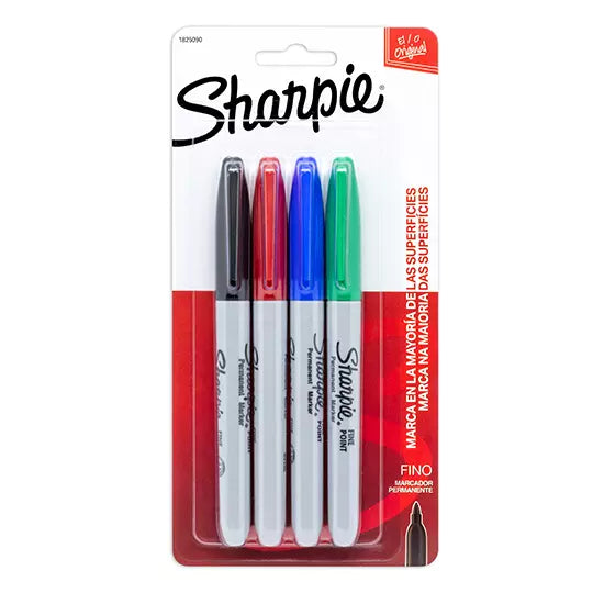 Marcador permanente Sharpie fino surtid o con 4 colores básicos