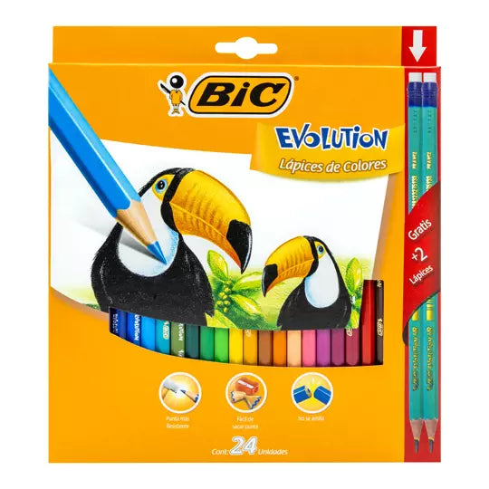 Colores BIC Evolution caja con 24 colore s + 2 lápices