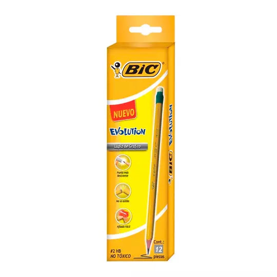 Lápiz de grafito BIC Evolution No. 2 HB caja con 12 piezas