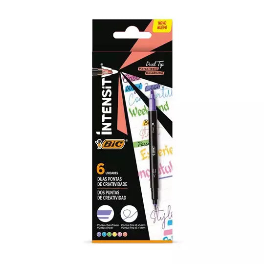 LM-Rotuladores BIC Intensity doble punta punto fino 0.4 mm caja con 6 piezas
