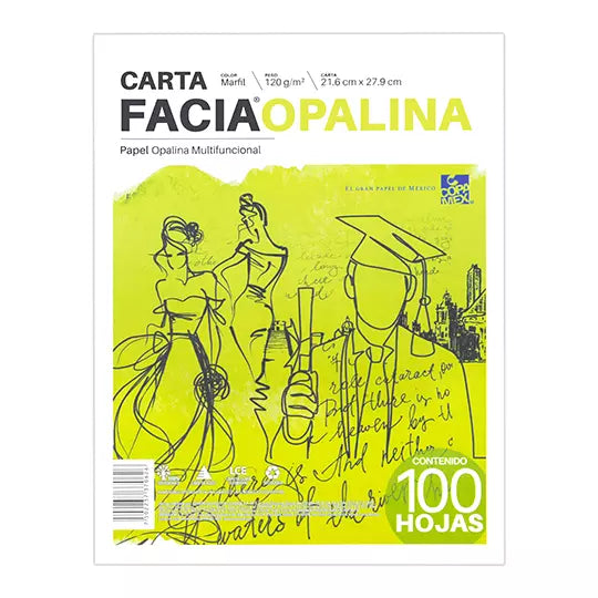 Paquete de papel opalina marfil 120gr. F acia tamaño carta paquete 100 hs